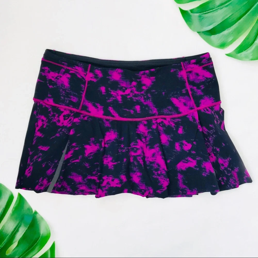 Women’s Black and Magenta Athletic Skirt Shorts